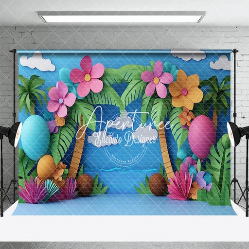 Aperturee Blue Sky Beach Hawaii Tropical Summer Photo Backdrop - 5x3ft(1.5x1m)