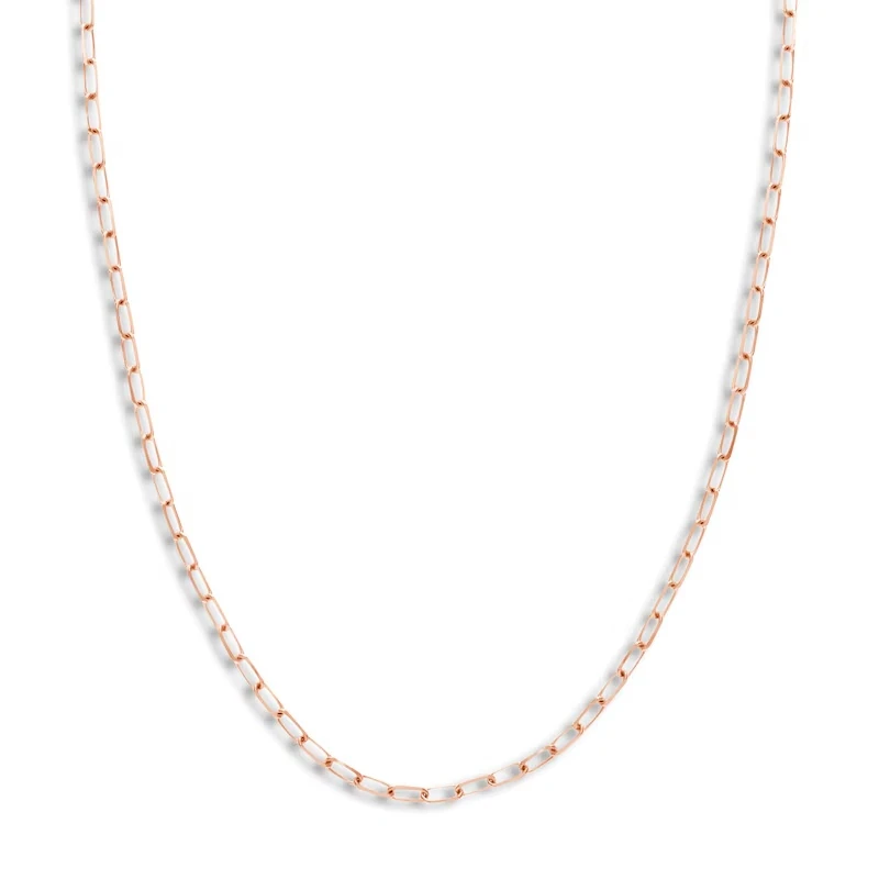 Solid Paperclip Chain Necklace 14k Rose Gold 20 Inch 3.1mm