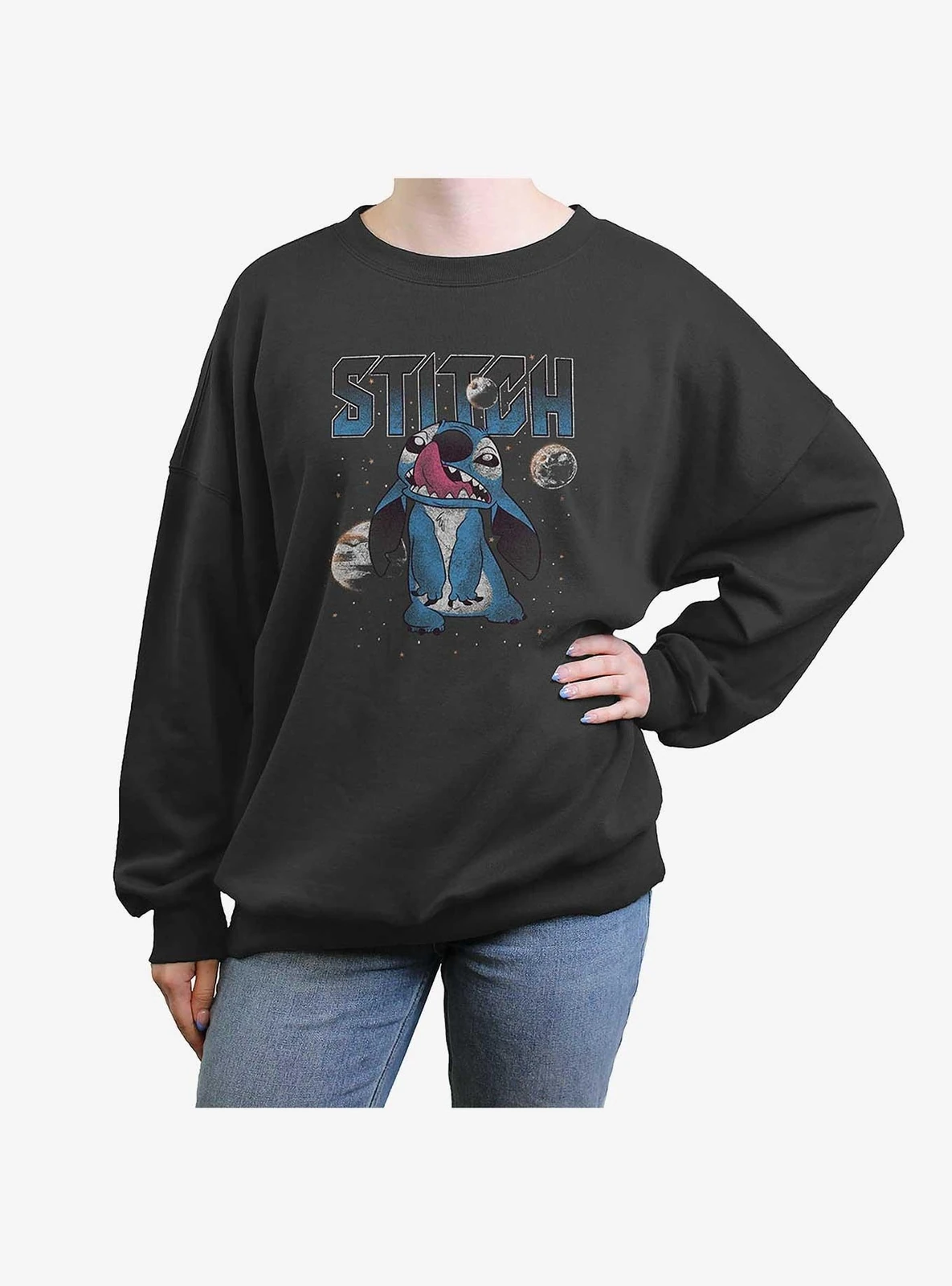 Disney Lilo & Stitch Planets Womens Oversized Crewneck