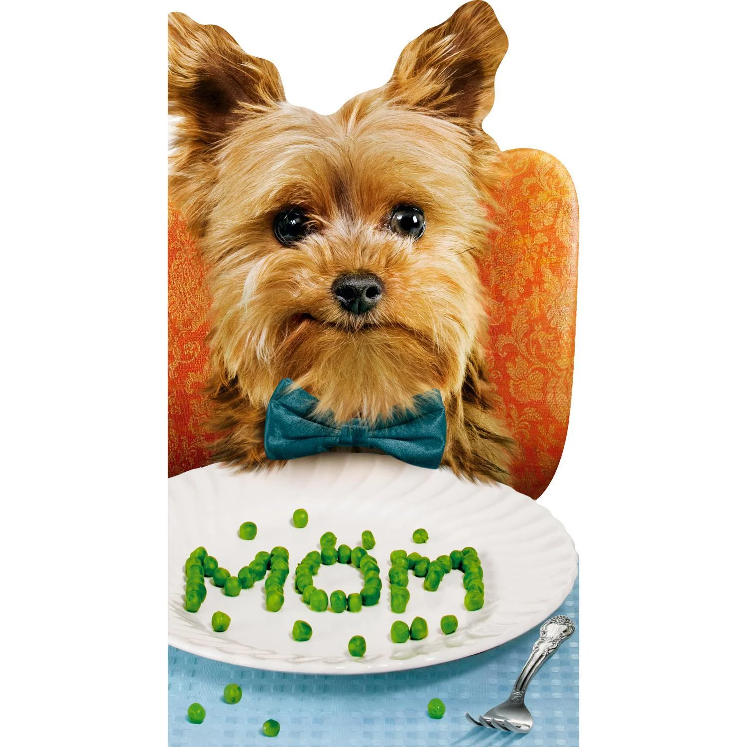 Seasonal Dog Spells Mom With Peas Mother's Day Card