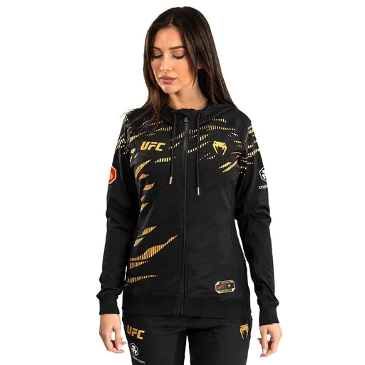 Women's Ufc Fusion By Venum Valentina Shevchenko Black/gold Authentic Fight Night Full-zip Champion Walkout Hoodie