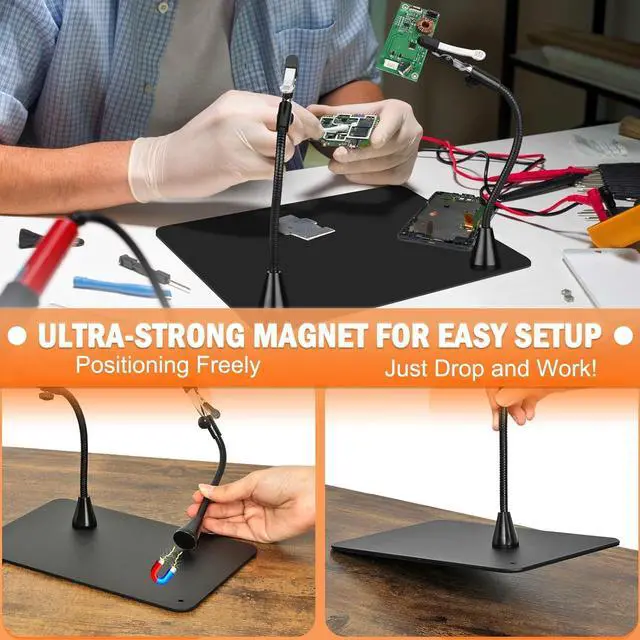 Soldering Helping Hands 10x Magnifying Glass With Light And Stand Pcb Holder, Drdefi Soldering Station Third Hand Tools Magnifier With Thickening