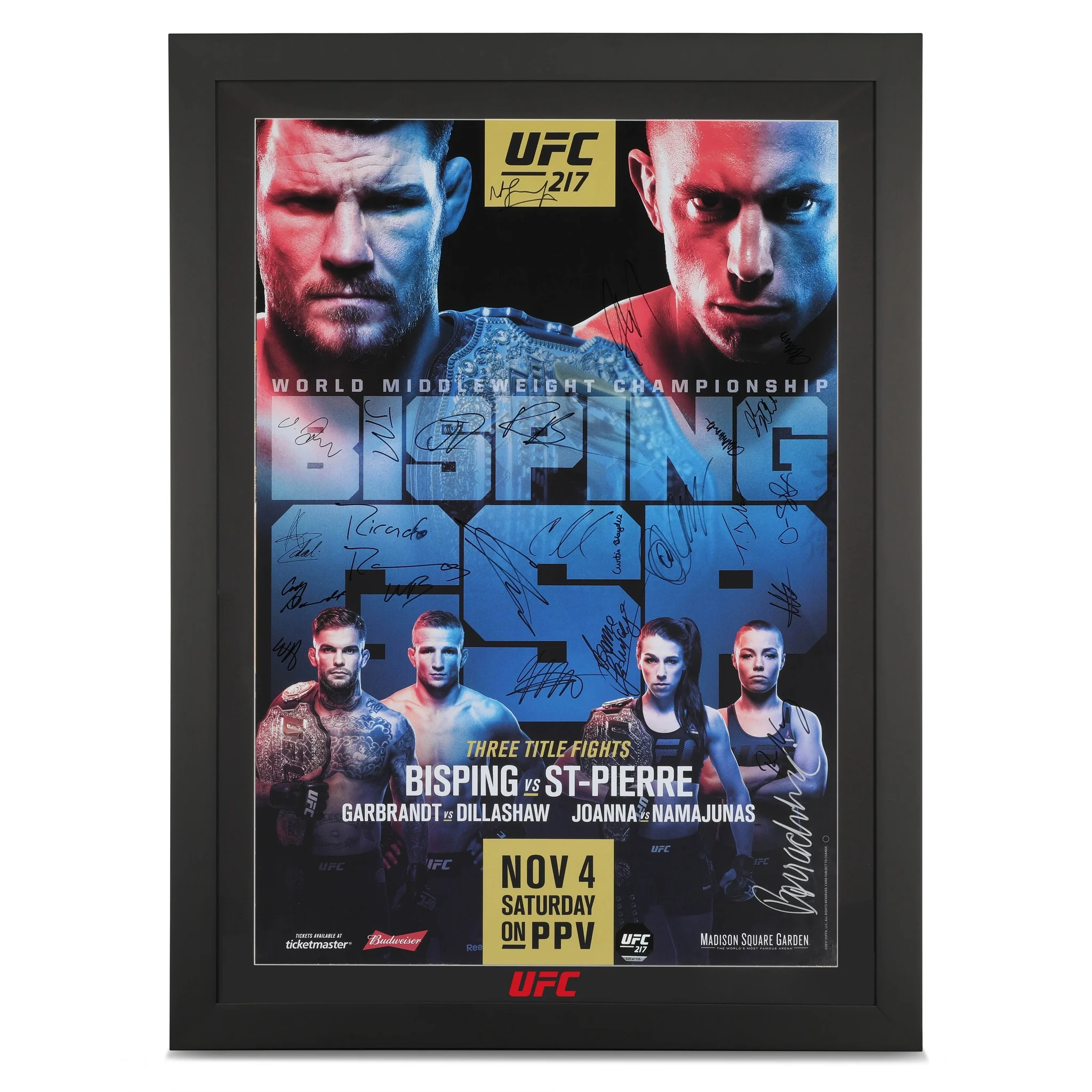 Ufc 217: Bisping Vs St-pierre Autographed Event Poster