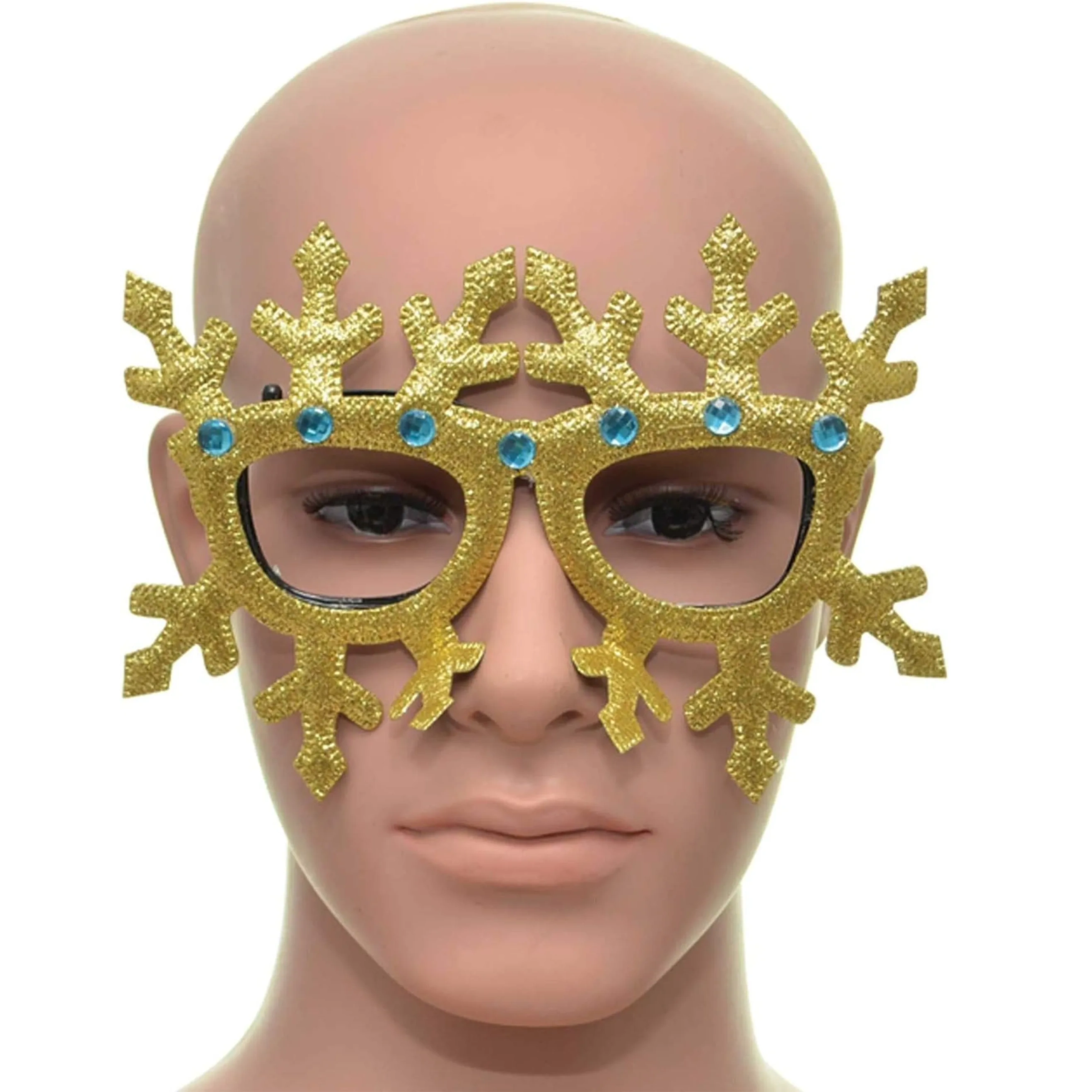 Novelty Glitter Gold Snowflake Christmas Glasses