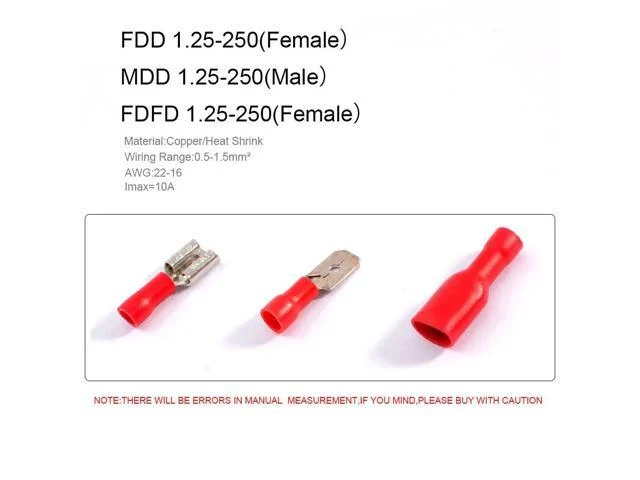 First Picture~60pcs Fdd/fdfd/mdd 6.0mm Terminal 3colors Female Male Spade Insulated Electrical Crimp Terminal Connectors Wiring Cable Plug(purple