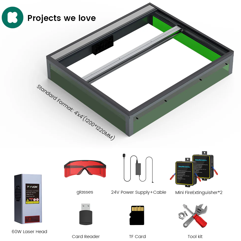 Tyvok S1 – Ultra-large 4×8 Ft (1200×2400mm) Diode Laser Cutter & Engraver For Full-board Cutting & Engraving