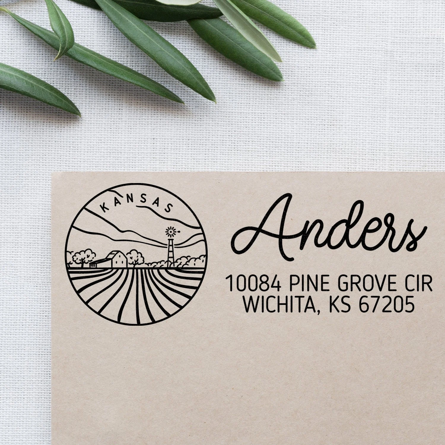 Kansas Address Stamp - Self-inking/extra Large/violet