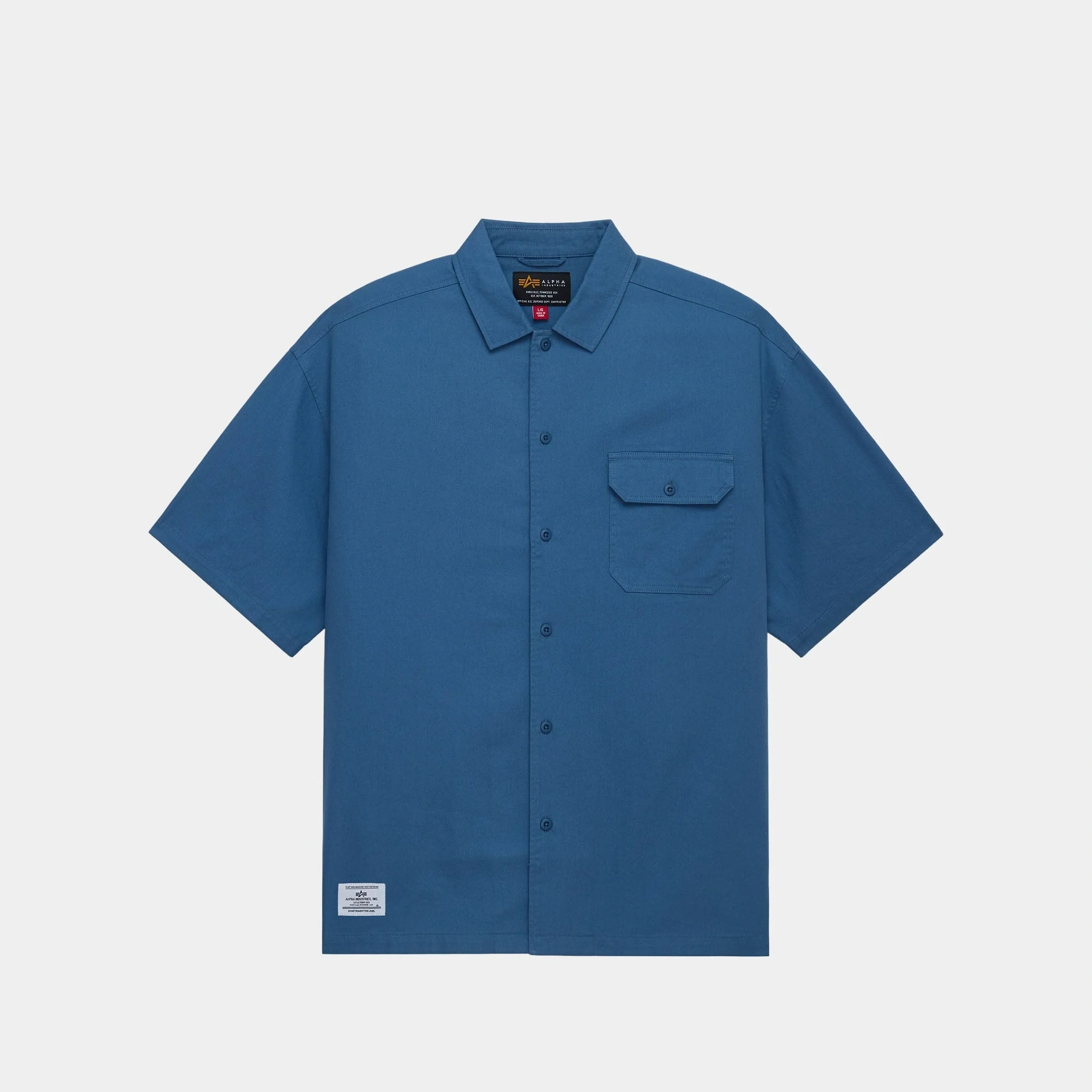 Relaxed One Pocket Short Sleeve Shirt - Denim Blue/xl