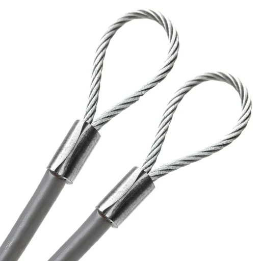 69ft Order To Size 1/4 Galvanized Steel Cable Gray Vinyl Coated To 3/16 With Loop Size Made To Order In Usa