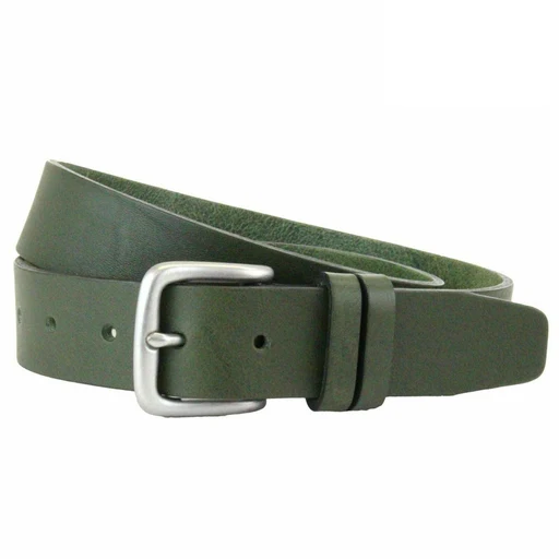 Thistleton Men's Leather Jeans Belt - Bottle Green