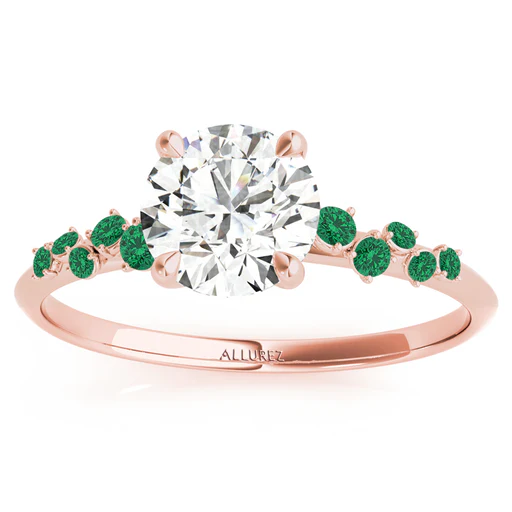 Scattered Emerald Engagement Ring 18k Rose Gold (0.13ct)