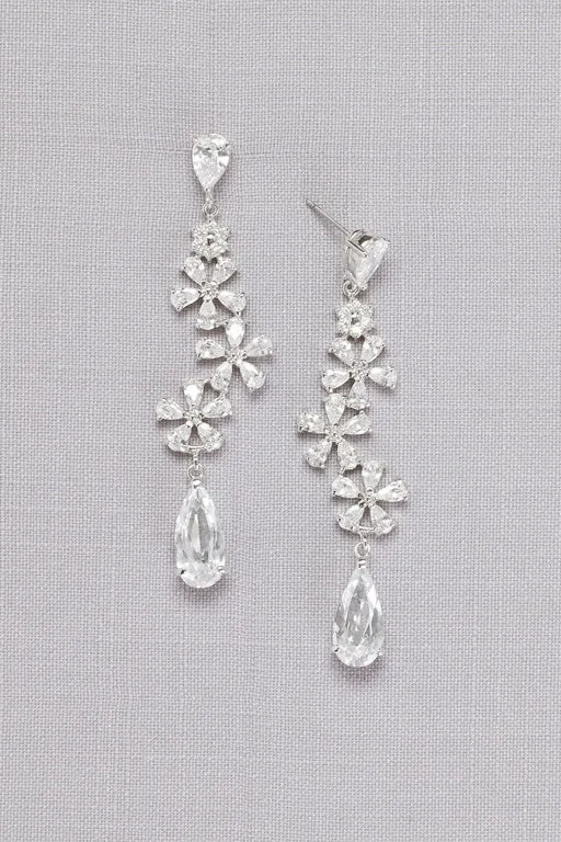 Flower Trio Crystal Drop Earrings