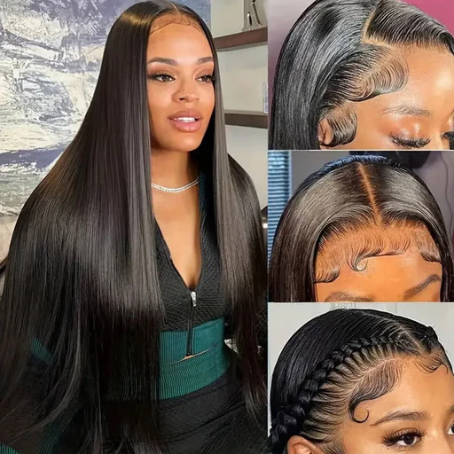Allove 13x4 13x6 Hd Transparent Lace Front Straight Human Hair Glueless Wigs - 20inches/150 Density 13x6 Wig