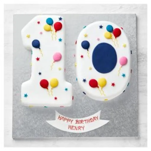 10th Birthday Balloon & Stars Cake