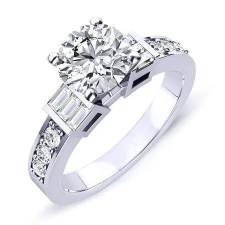 Daisy - Gia Natural Round Diamond Engagement Ring - 10k White Gold/1.50 Ct Center - 1.99 Ct Total Weight/gia Certified: Clarity Vs2 | Color F
