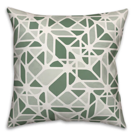 Retro Cuts Indoor / Outdoor Throw Pillow - Green/16x16