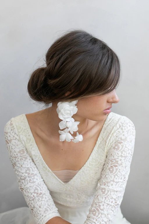 Cascading Silk Flower Earrings