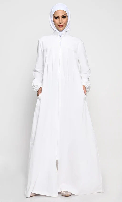 Cotton Jersey Abaya With Mandarin Collar And Zip