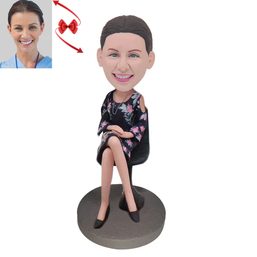 An Elegant Lady Sitting In A Chair Custom Bobblehead - 22cm(about 9in)