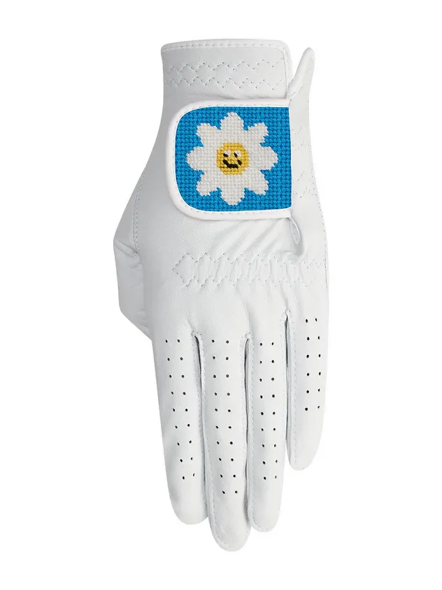 Daisy Embroidered Lambskin Left Hand Glove [blue]