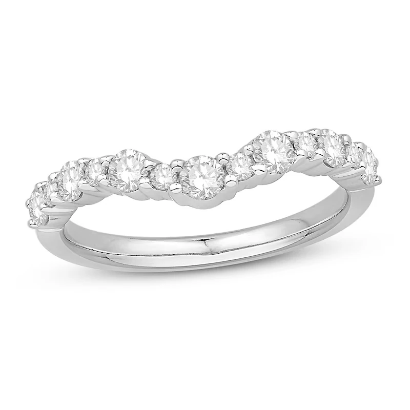 Diamond Contour Anniversary Band 5/8 Ct Tw Round 14k White Gold