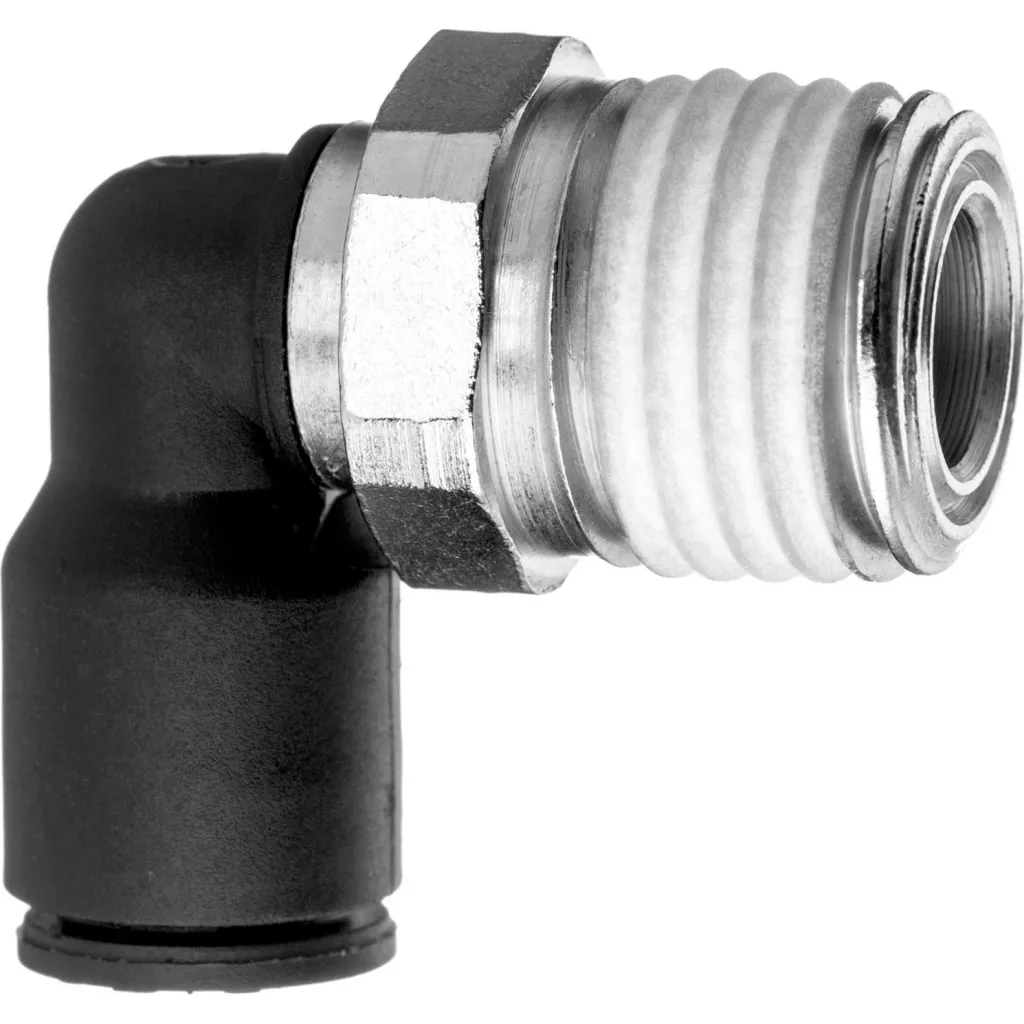 Push To Connect Tube Fitting - Nylon Plastic - 90 Degree Elbow Adapter - 4mm Tube Od X 1/4" Npt Male - Pkg Qty 11
