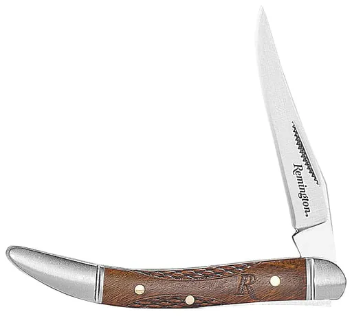Remington Woodland Toothpick Ss Blade Brown Wrem Logo Wood