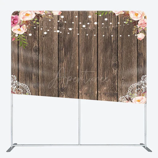 Aperturee Floral Wooden Lace Pattern Square Tension Backdrop - Backdrop Cover With Frame/6 X 6 Ft (1.8 X 1.8 M)