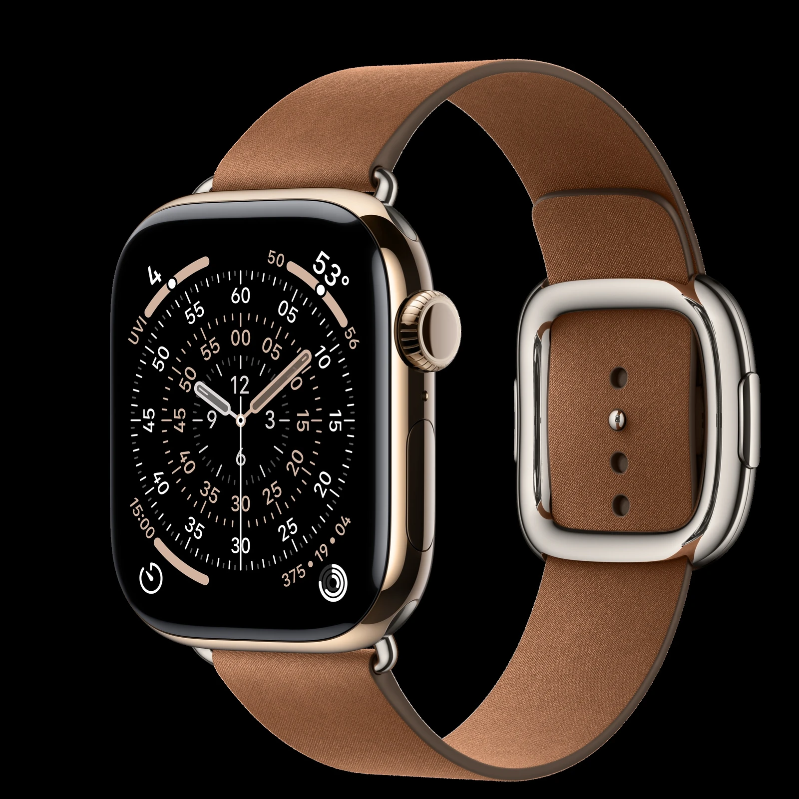 Apple Watch Series 11 Gps + Cellular, 42mm Gold Titanium Case With Caramel Modern Buckle - Small