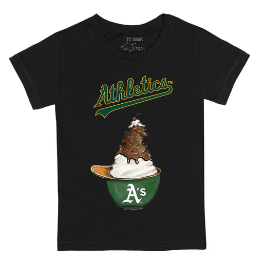 Oakland Athletics Sundae Helmet Kid's Tee Shirt - Youth Small (6-8)/black