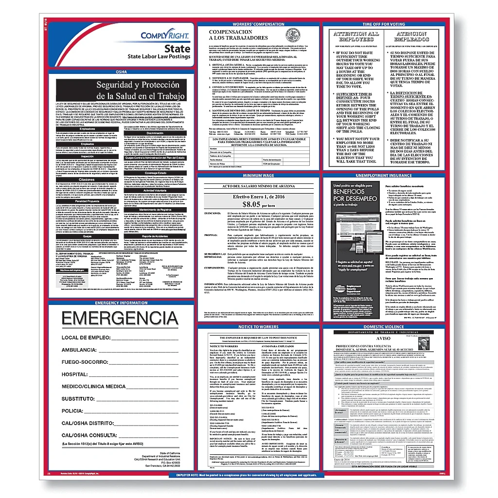 Complyright State Labor Law Poster Pennsylvania Spanish 24 X 30