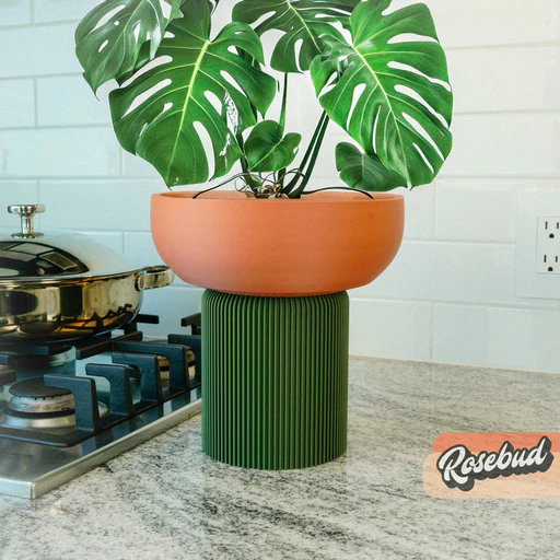 Modern Pedestal Plant Pot, Two-piece - Crystal/small