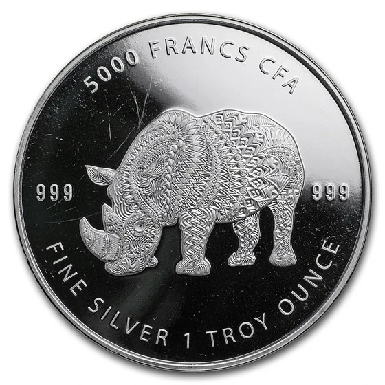 2018 Republic Of Chad 1 Oz Silver Mandala Rhino Bu (abrasions)