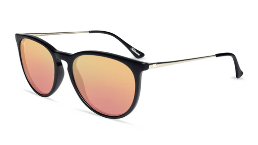 Knockaround Mary Janes Sunglasses - Matte Black Frame / Polarized Rose Gold Lenses