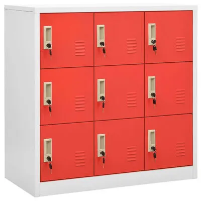 Vidaxl Locker Cabinet Set Of 5 Light Grey And Red Steel Standard
