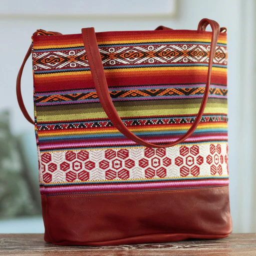 Red Leather Tote Bag With Alpaca Blend Accents - Beautiful Red - Default Title (member)