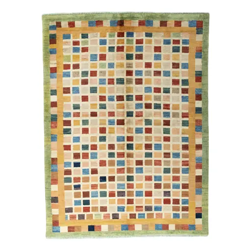 Hand-knotted Gabbeh Nomad Rug With Colorful Checks