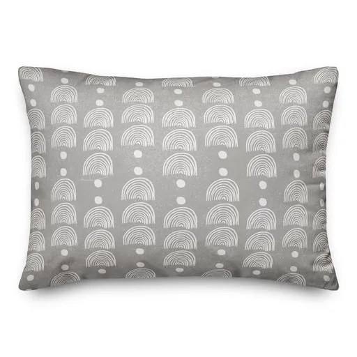 Rainbow Pattern Indoor / Outdoor Throw Pillow - Gray/14x20