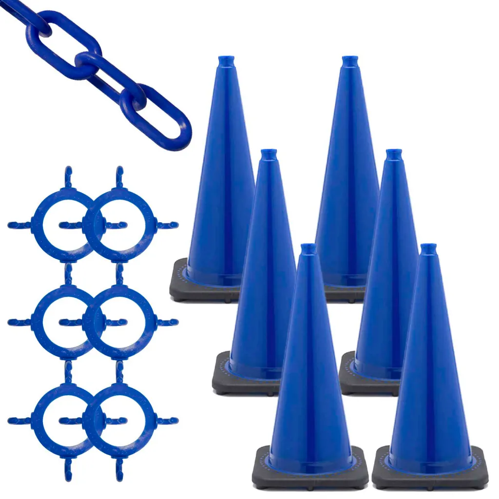 Mr. Chain 93206-6 Traffic Cone & Chain Kit - Blue