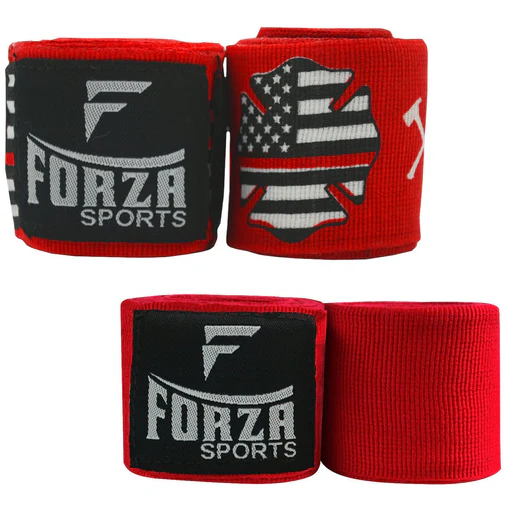Forza Sports 180" Mexican Style Handwraps - Pattern & Matching Solid 2-pack - Thin Red Line/red