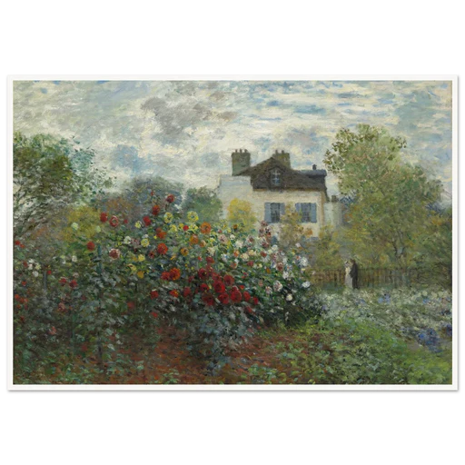 The Artist’s Garden In Argenteuil (a Corner Of The Garden With Dahlias) (1873) Art Print | Claude Monet - 60x80 Cm / 24x32″/framed Poster/white Frame