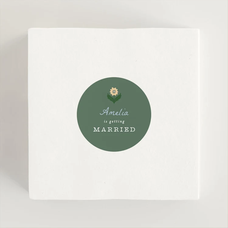 Floral Grid Border Bridal Shower Favor Stickers