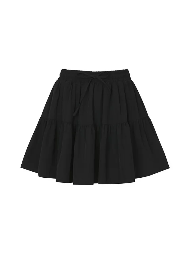 Tiered Banding Skirt W/inner Pants [black]
