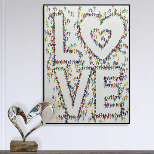 Love For You - 100"x74" | 254x188 Cm/stretched + Black + Gold Frame