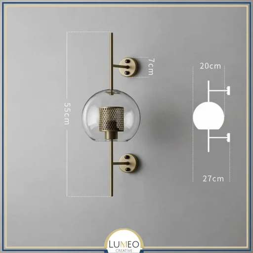 Applique Murale Cylindrique Verre & Métal | Luminaire Mural Style Art Déco Moderne - A/cuivre