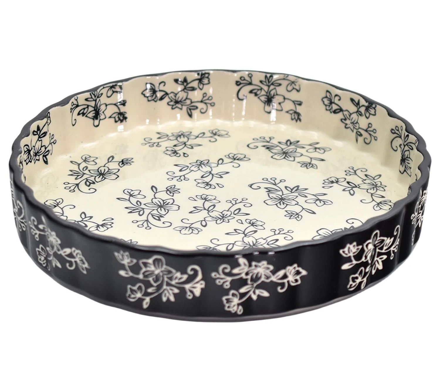 Temp-tations Floral Lace 11" Ceramic Quiche Pan