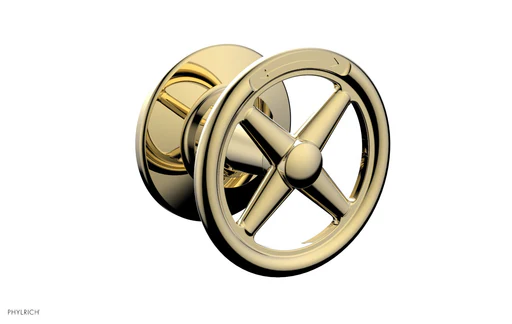 Works Volume Control/diverter Trim - Cross Handle - Diverter Engraved 220-37 - Polished Brass Uncoated