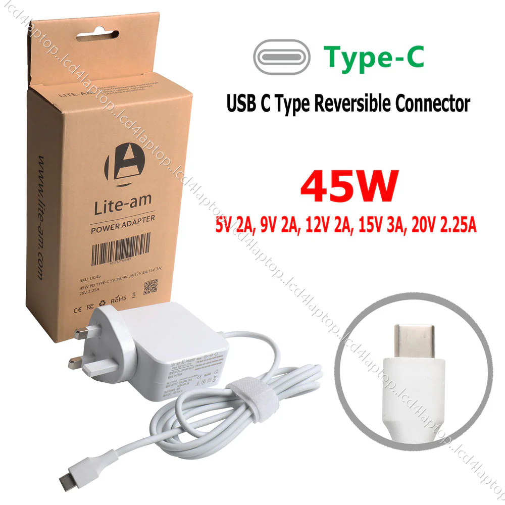 For Hp Notebook X2-10-p020ca Usb-c 45w Ac Adapter Charger + Uk Plug Replacement By Lite-am