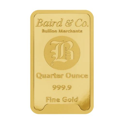 New Baird & Co 24ct 1/4oz Gold Minted Bar