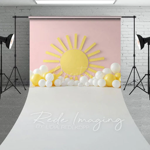 Aperturee Pink Sun Balloons Summer Cake Smash Sweep Backdrop - 8 X 16 Ft (2.5 X 5 M)